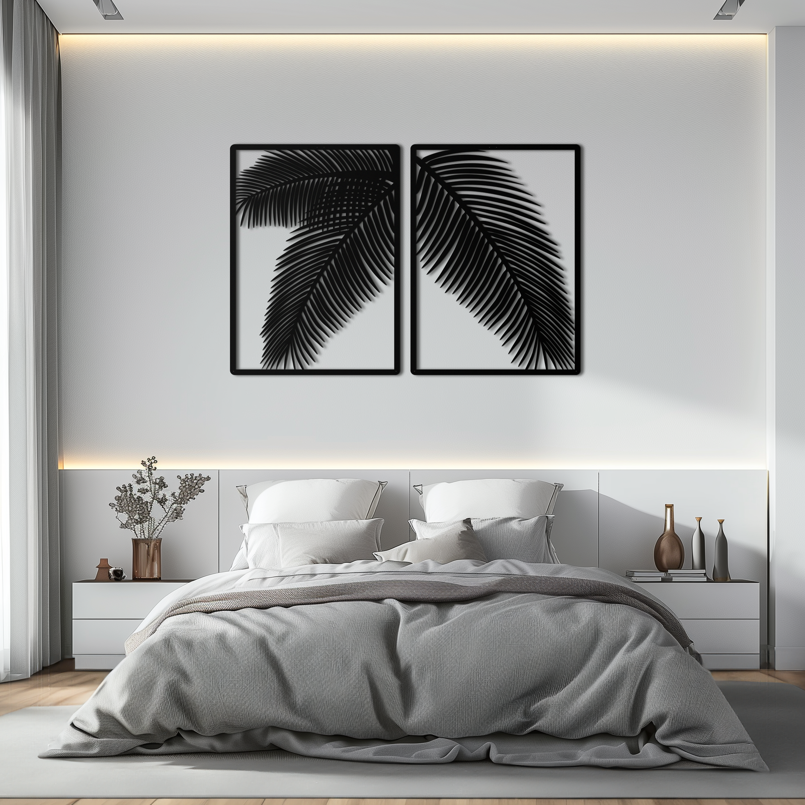 Palmiye Yaprağı Metal Duvar Sanatı – Tropikal Minimalist Dekor - KAF212