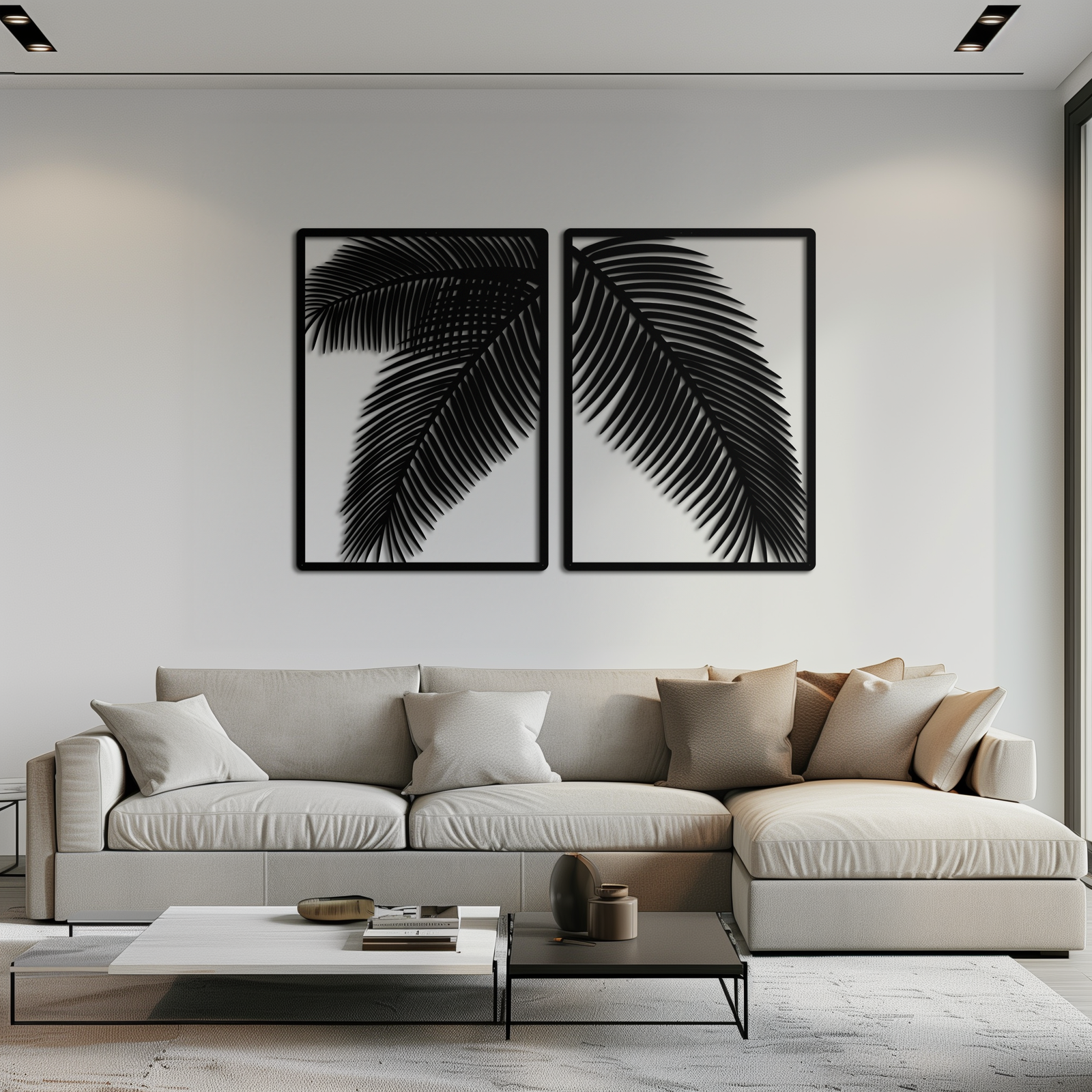 Palmiye Yaprağı Metal Duvar Sanatı – Tropikal Minimalist Dekor - KAF212