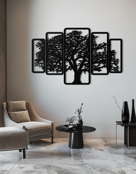 Multi-Panel Tree Metal Wall Art – Nature-Inspired Decor - KAF213