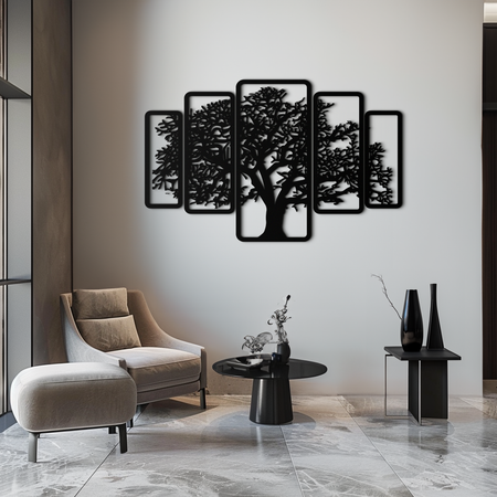 Multi-Panel Tree Metal Wall Art – Nature-Inspired Decor - KAF213