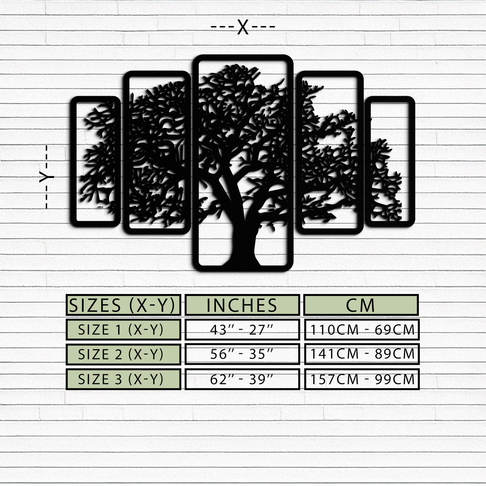 Çok Panelli Ağaç Metal Duvar Sanatı – Doğadan Esinlenen Dekor - KAF213