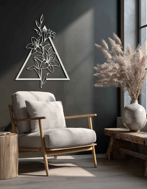 Resmi Galeri görüntüleyicisine yükleyin, Çiçekli Geometrik Metal Duvar Sanatı – Zarif Zambak Tasarımı - KAF215
