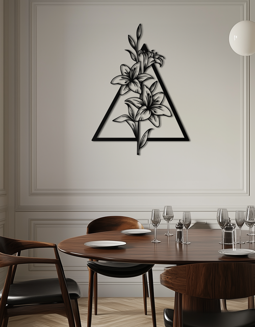 Load image into Gallery viewer, Floral Geometric Metal Wall Art – Elegant Lily Design - KAF215
