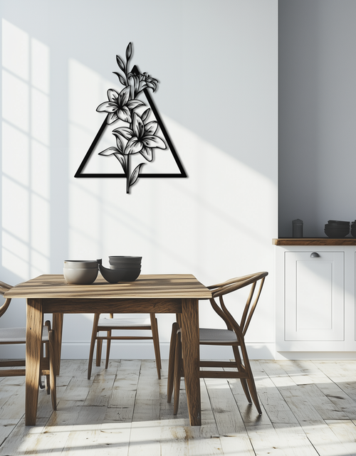 Load image into Gallery viewer, Floral Geometric Metal Wall Art – Elegant Lily Design - KAF215
