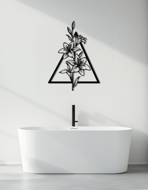 Load image into Gallery viewer, Floral Geometric Metal Wall Art – Elegant Lily Design - KAF215
