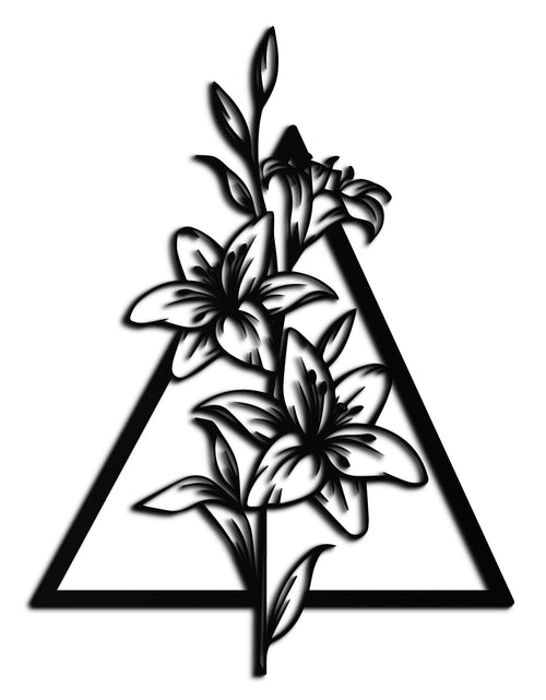 Load image into Gallery viewer, Floral Geometric Metal Wall Art – Elegant Lily Design - KAF215

