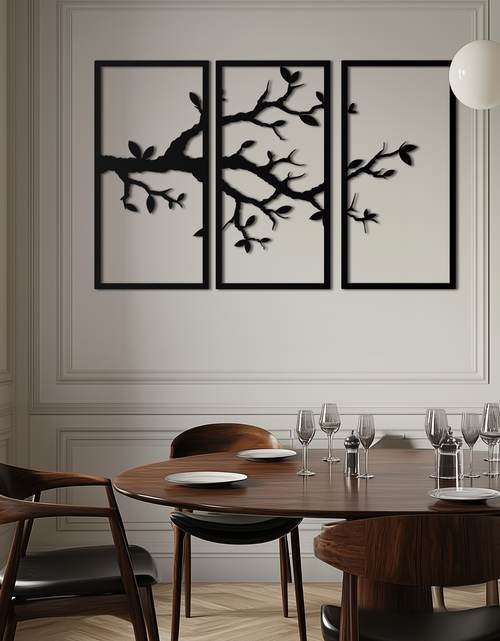 Resmi Galeri görüntüleyicisine yükleyin, Branch Metal Duvar Sanatı – 3 Panel Minimalist Ağaç Tasarımı - KAF218
