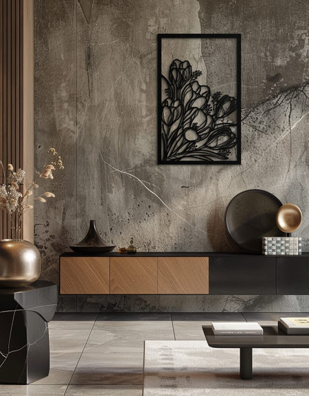 Floral Metal Wall Art – Elegant Botanical Home Decor - KAF219