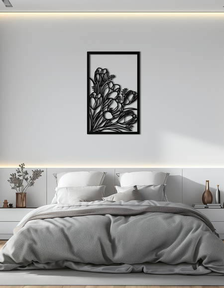 Floral Metal Wall Art – Elegant Botanical Home Decor - KAF219