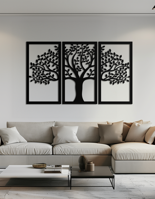 Load image into Gallery viewer, Tree of Life Metal Wall Art – 3-Panel Nature Decor - KAF221
