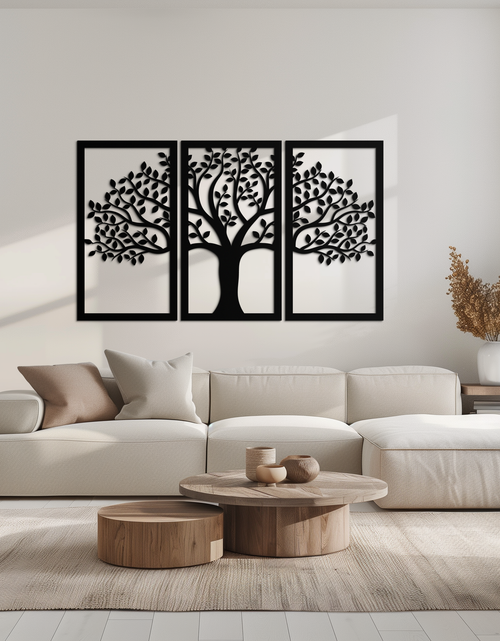 Load image into Gallery viewer, Tree of Life Metal Wall Art – 3-Panel Nature Decor - KAF221
