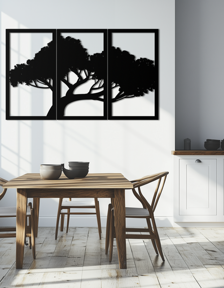 Ağaç Silüeti Metal Duvar Sanatı - Modern Doğa Esintili Dekor - KAF222