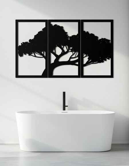Ağaç Silüeti Metal Duvar Sanatı - Modern Doğa Esintili Dekor - KAF222