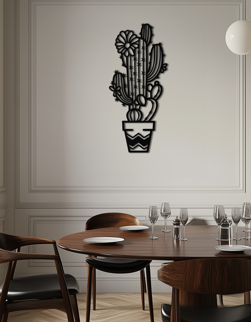 Load image into Gallery viewer, Cactus Metal Wall Art - Modern Geometric Desert Decor - KAF224
