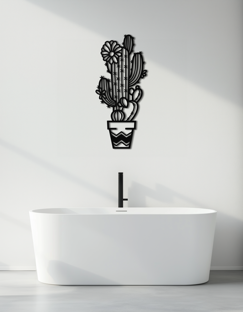 Load image into Gallery viewer, Cactus Metal Wall Art - Modern Geometric Desert Decor - KAF224
