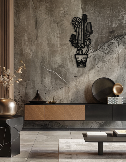 Load image into Gallery viewer, Cactus Metal Wall Art - Modern Geometric Desert Decor - KAF224
