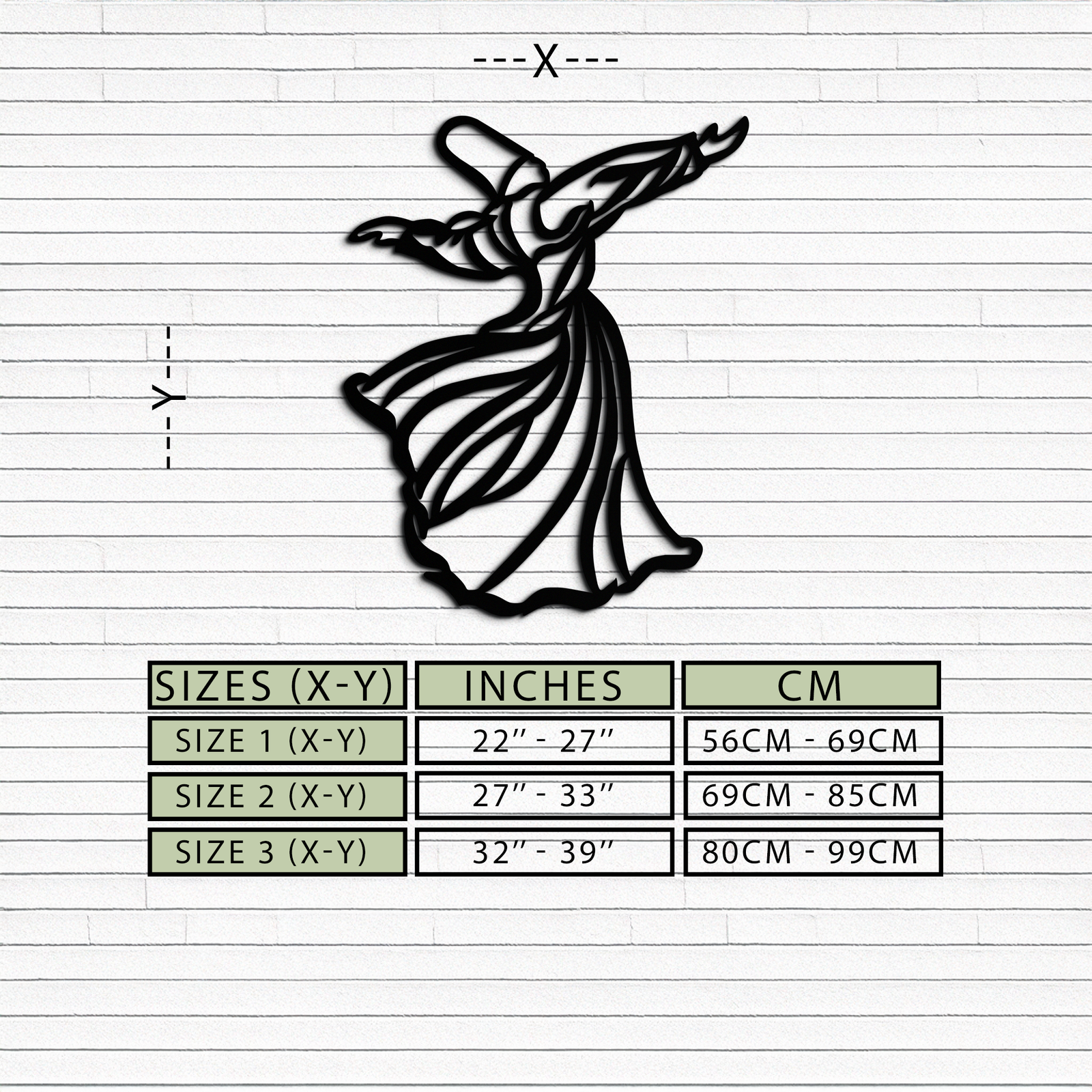 Semazen Metal Wall Art - Whirling Dervish Sufi Decor - KAF226