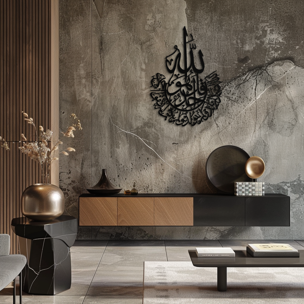 İhlas Calligraphy Metal Wall Art - Elegant & Meaningful Islamic Decoration - KAF227
