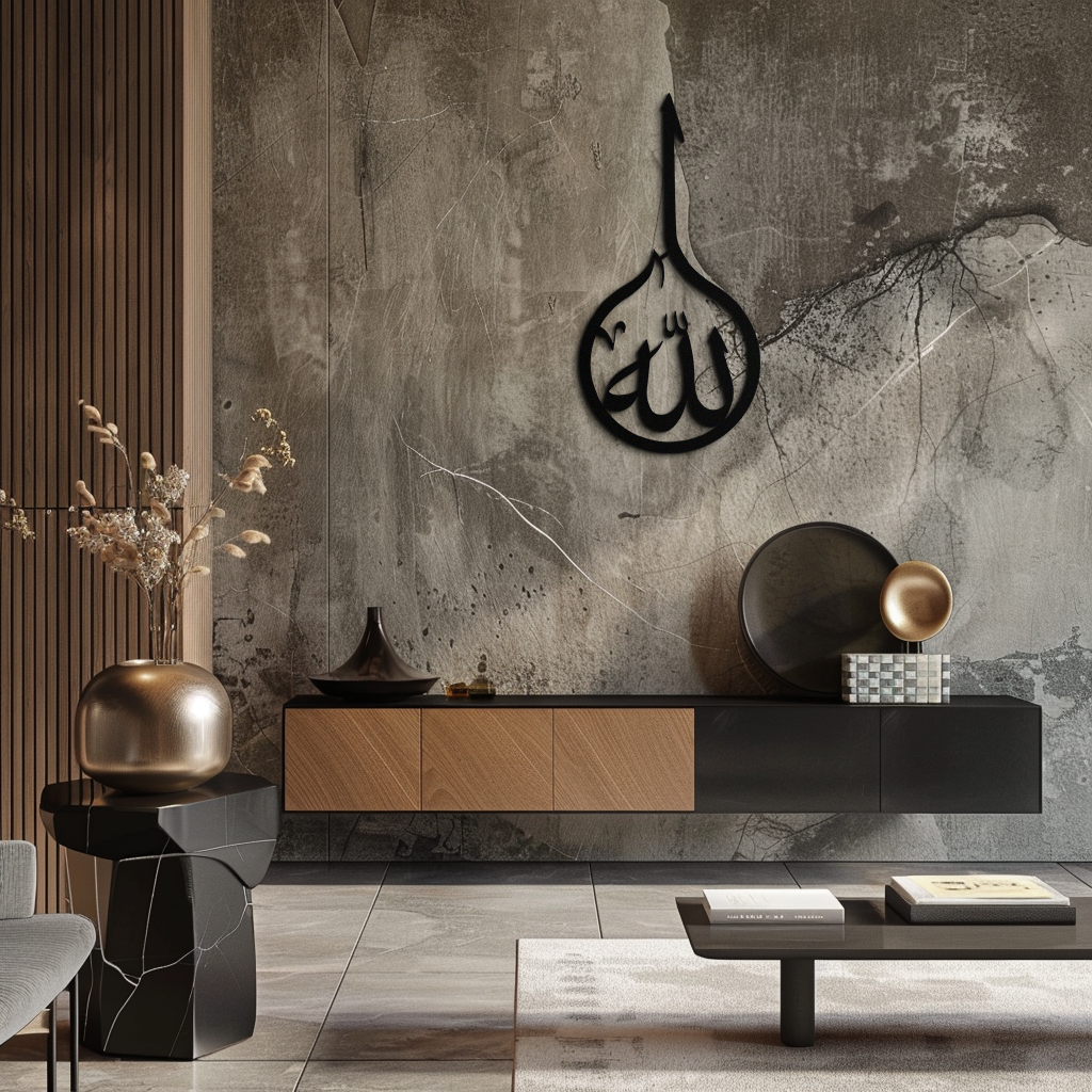 Islamic Calligraphy Wall Art – Elegant "Allah" Metal Wall Decor - KAF230