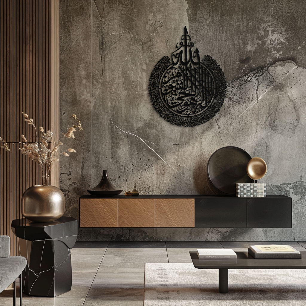 Ayat al-Kursi Islamic Wall Art - Elegant Arabic Calligraphy Metal Decor - KAF231