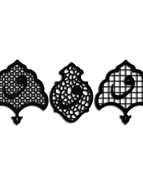 Load image into Gallery viewer, Vav Calligraphy Metal Wall Art - Set of Three Elegant Islamic Designs - KAF243
