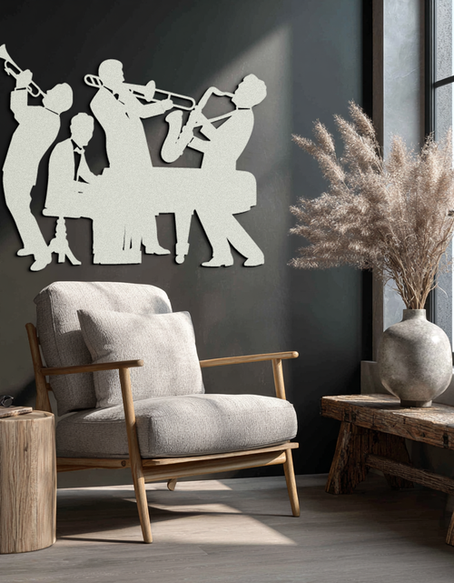 Load image into Gallery viewer, Jazz Band Metal Wall Art - Modern Musical Silhouette Decor- KAF255
