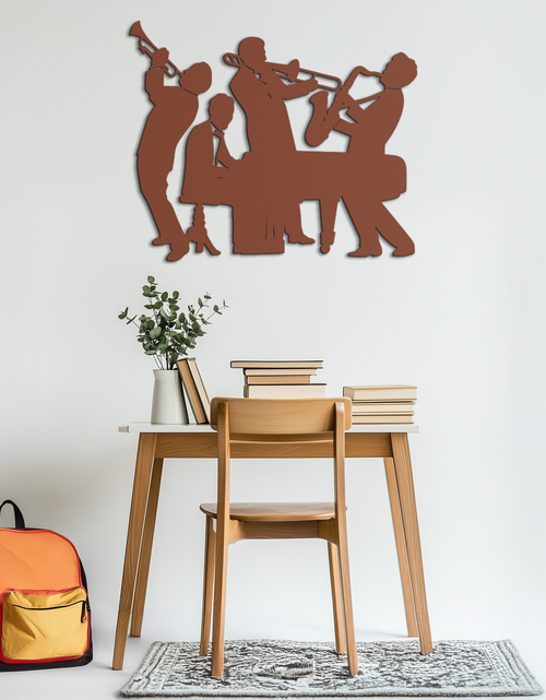 Load image into Gallery viewer, Jazz Band Metal Wall Art - Modern Musical Silhouette Decor- KAF255
