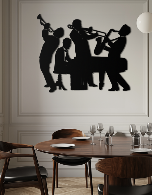 Load image into Gallery viewer, Jazz Band Metal Wall Art - Modern Musical Silhouette Decor- KAF255
