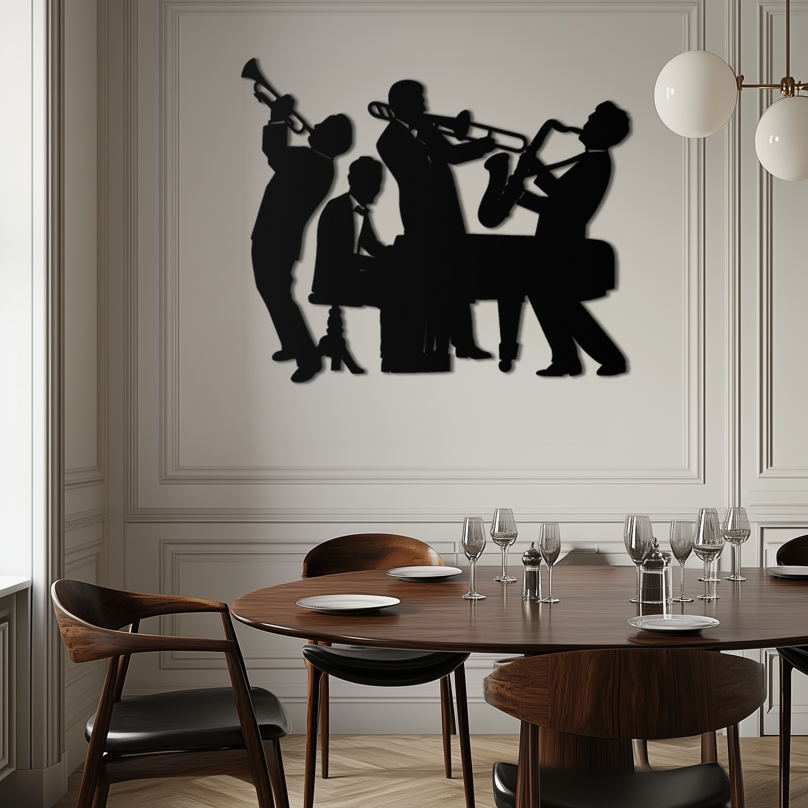 Jazz Band Metal Wall Art - Modern Musical Silhouette Decor- KAF255