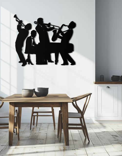 Load image into Gallery viewer, Jazz Band Metal Wall Art - Modern Musical Silhouette Decor- KAF255

