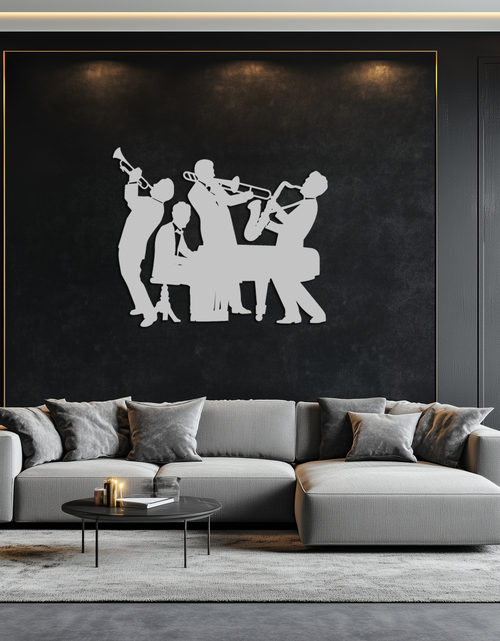 Load image into Gallery viewer, Jazz Band Metal Wall Art - Modern Musical Silhouette Decor- KAF255
