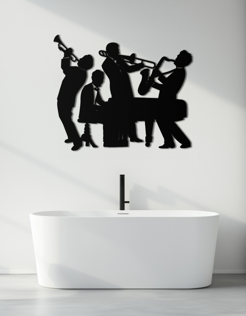 Load image into Gallery viewer, Jazz Band Metal Wall Art - Modern Musical Silhouette Decor- KAF255
