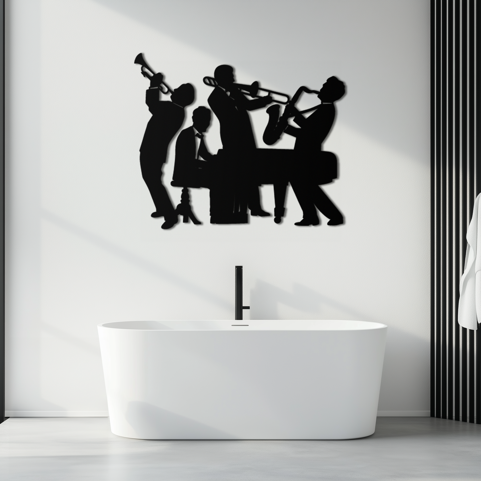 Jazz Band Metal Wall Art - Modern Musical Silhouette Decor- KAF255