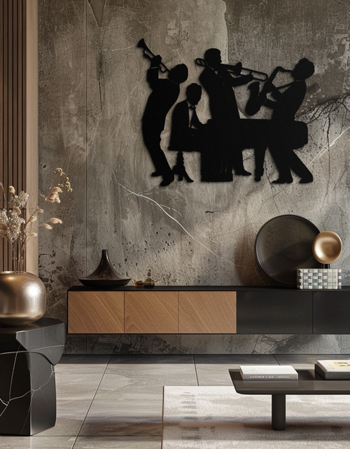 Load image into Gallery viewer, Jazz Band Metal Wall Art - Modern Musical Silhouette Decor- KAF255
