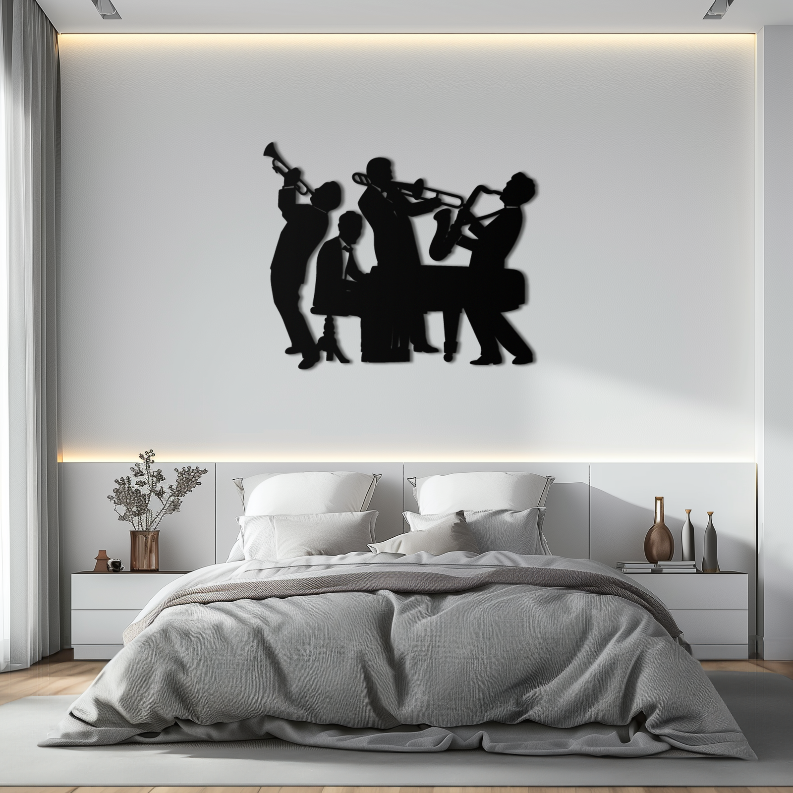 Jazz Band Metal Wall Art - Modern Musical Silhouette Decor- KAF255