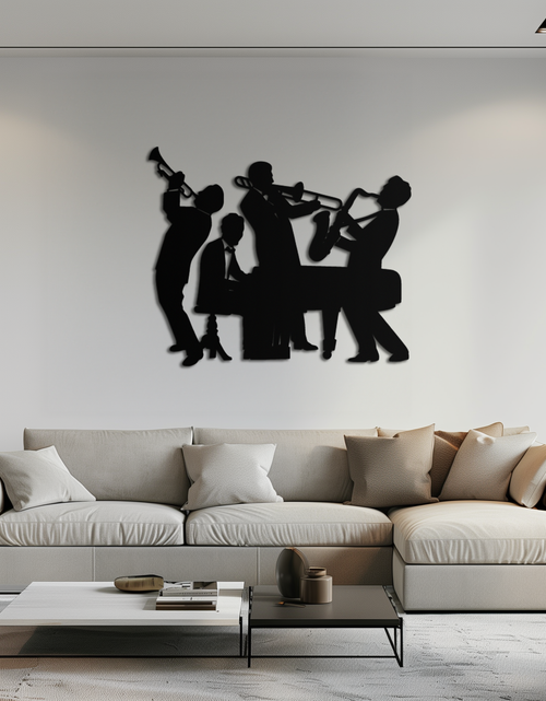 Load image into Gallery viewer, Jazz Band Metal Wall Art - Modern Musical Silhouette Decor- KAF255
