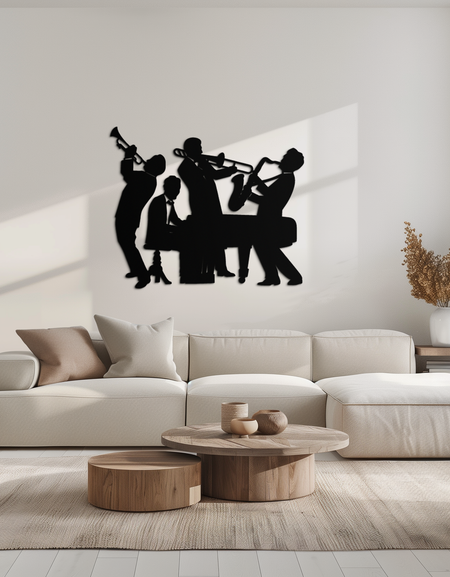 Caz Grubu Metal Duvar Sanatı - Modern Müzikal Siluet Dekoru- KAF255