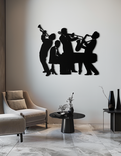Load image into Gallery viewer, Jazz Band Metal Wall Art - Modern Musical Silhouette Decor- KAF255
