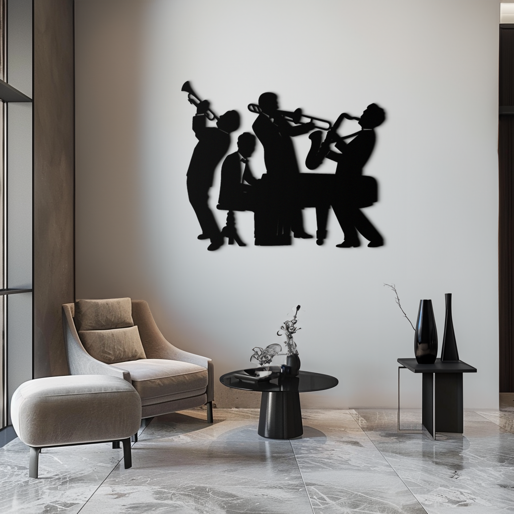 Jazz Band Metal Wall Art - Modern Musical Silhouette Decor- KAF255