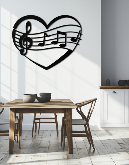 Müzikal Kalp Metal Duvar Sanatı - Müzik Severlerin Ev Dekorasyonu - KAF256