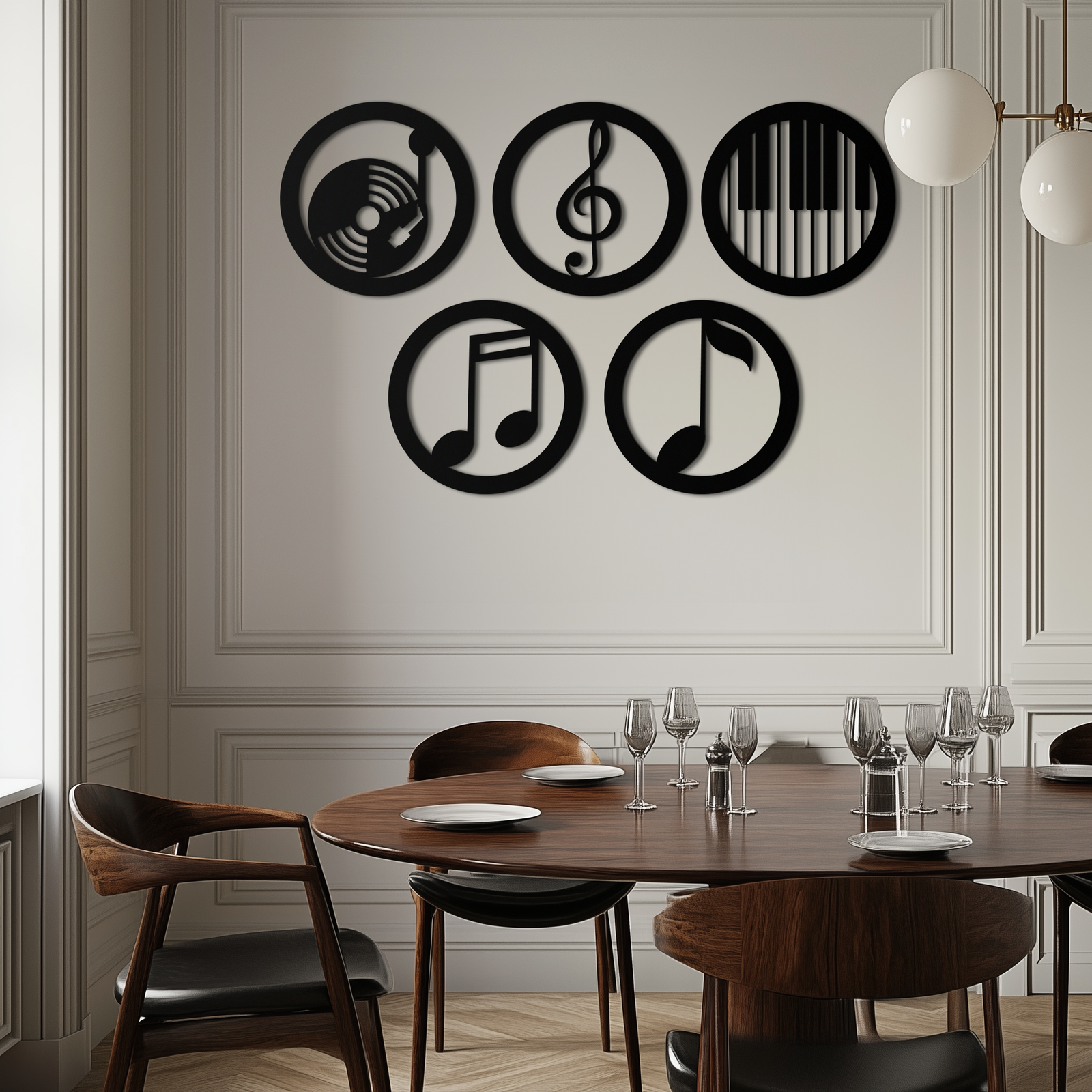 Music Notes & Instruments Wall Art - Modern Metal Music Decor- KAF257