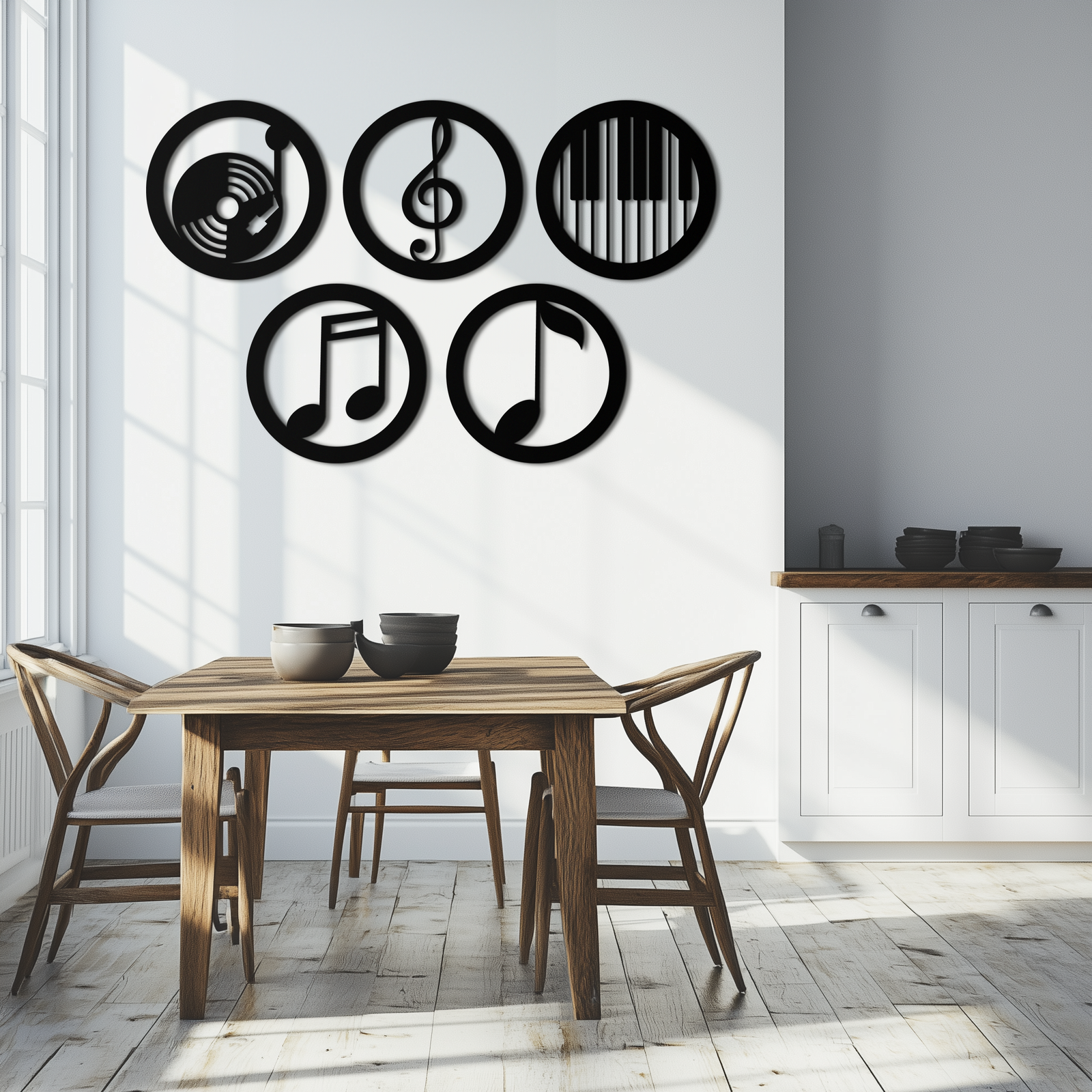 Music Notes & Instruments Wall Art - Modern Metal Music Decor- KAF257