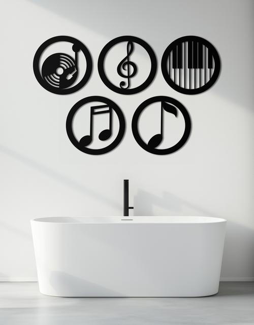 Load image into Gallery viewer, Music Notes &amp; Instruments Wall Art - Modern Metal Music Decor- KAF257
