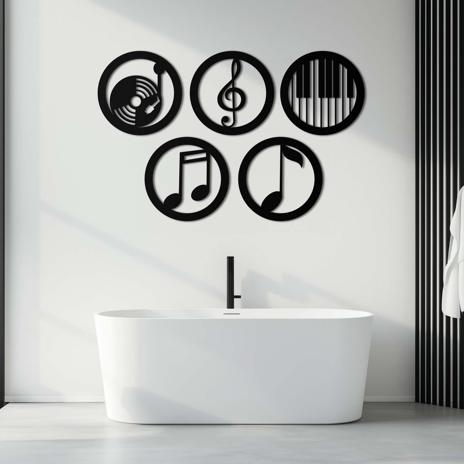 Music Notes & Instruments Wall Art - Modern Metal Music Decor- KAF257