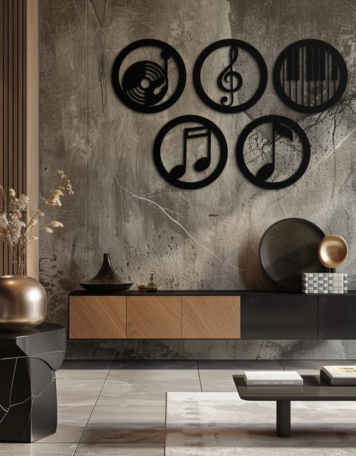 Load image into Gallery viewer, Music Notes &amp; Instruments Wall Art - Modern Metal Music Decor- KAF257
