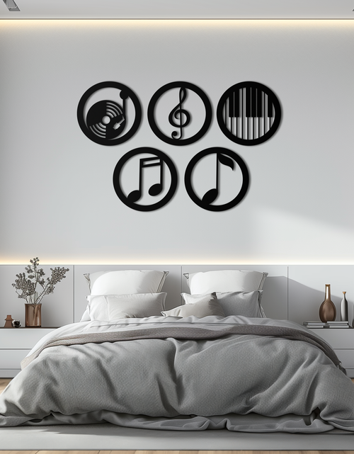 Load image into Gallery viewer, Music Notes &amp; Instruments Wall Art - Modern Metal Music Decor- KAF257
