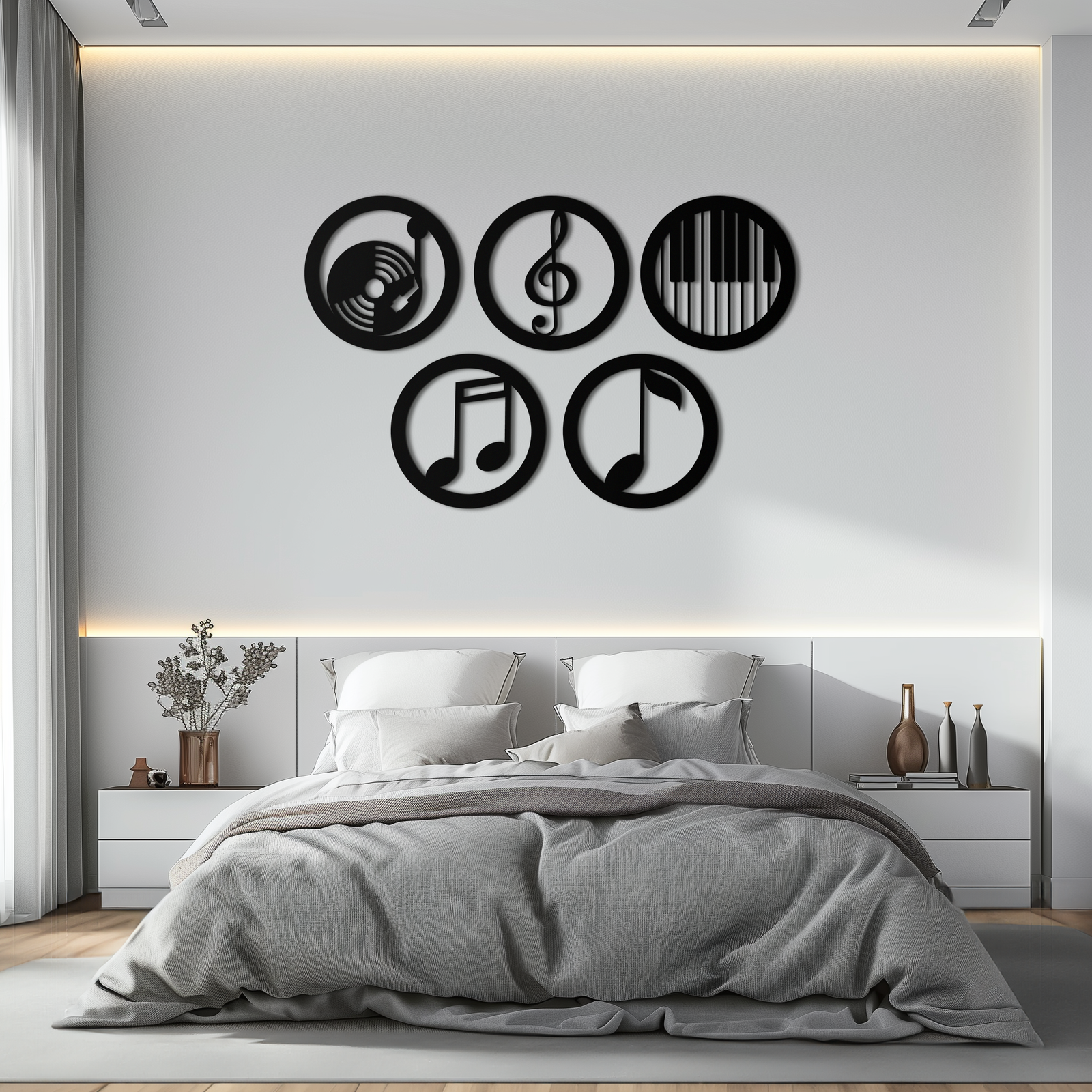 Music Notes & Instruments Wall Art - Modern Metal Music Decor- KAF257