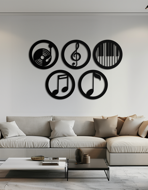 Load image into Gallery viewer, Music Notes &amp; Instruments Wall Art - Modern Metal Music Decor- KAF257

