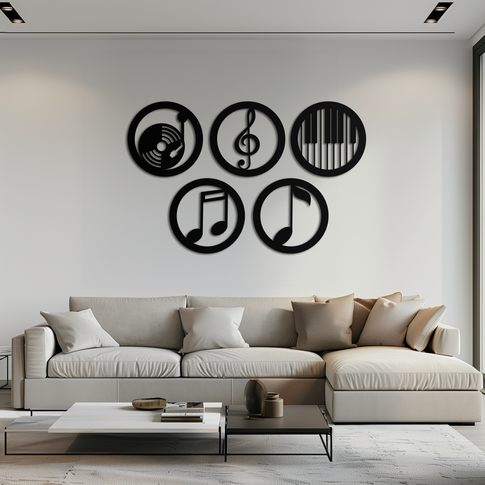 Music Notes & Instruments Wall Art - Modern Metal Music Decor- KAF257