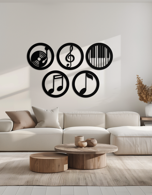 Load image into Gallery viewer, Music Notes &amp; Instruments Wall Art - Modern Metal Music Decor- KAF257
